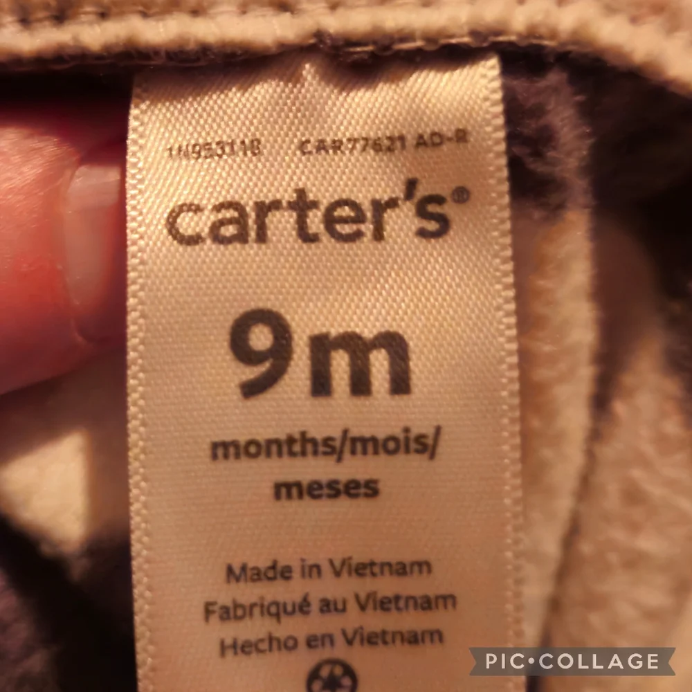 Carter Infant 9m Striped Pull Over Sweater Fleece Fox Button Fall Winter Gray